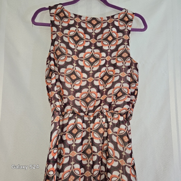 BANANA REPUBLIC SLEEVELESS LIGHTWEIGHT GEOMETRIC ORANGE PURPLE TANK DRESS SZ 4 - Picture 6 of 12